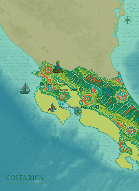 Costa Rica route map