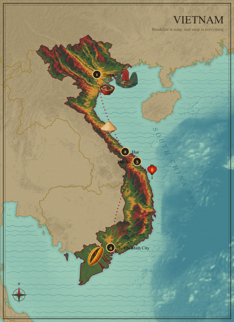 Vietnam route map